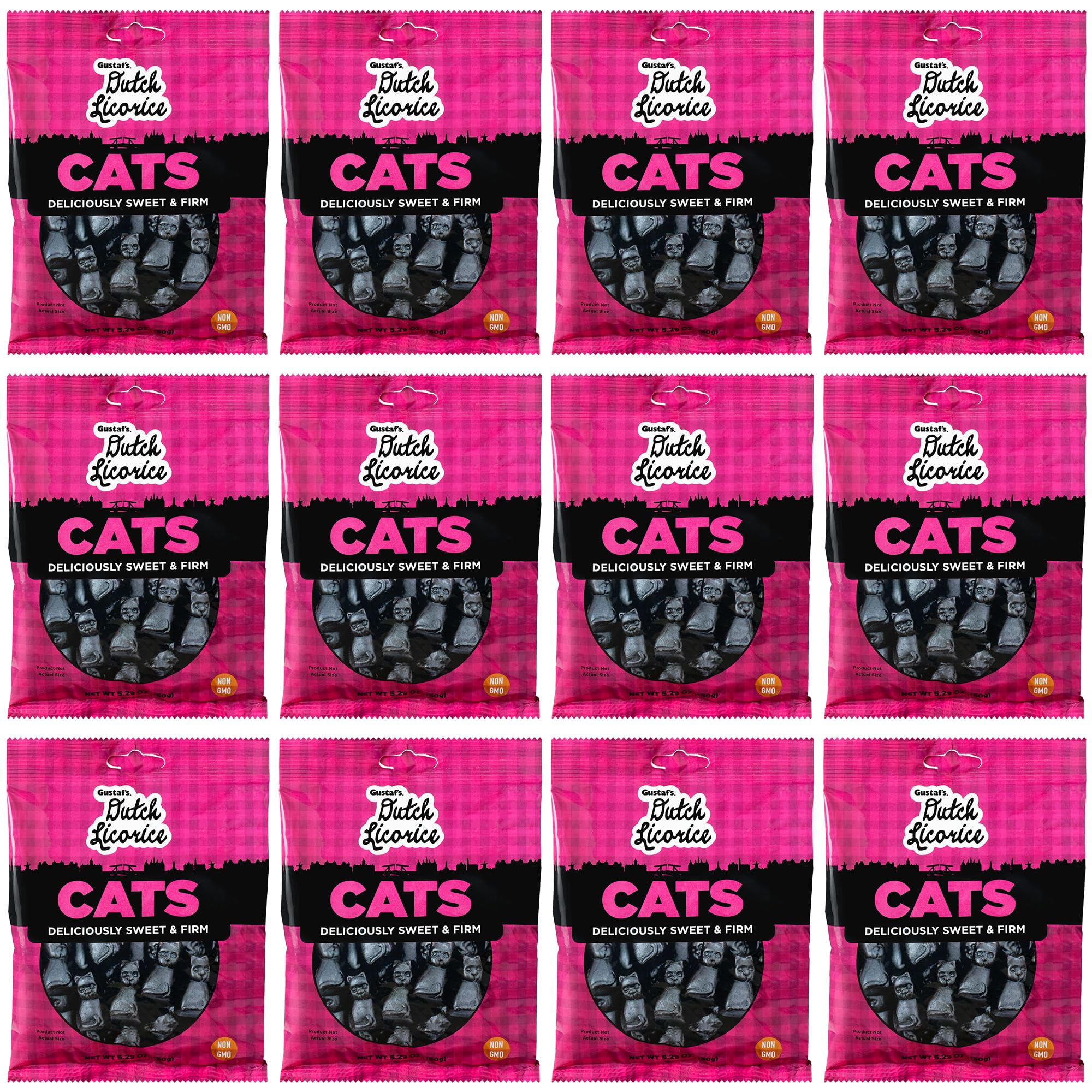 Product image of Gustaf's Dutch Licorice Cats Sweet Black Licorice Bags Dutch Candy Netherlands 5.2 oz 5.2 oz Pack of 12